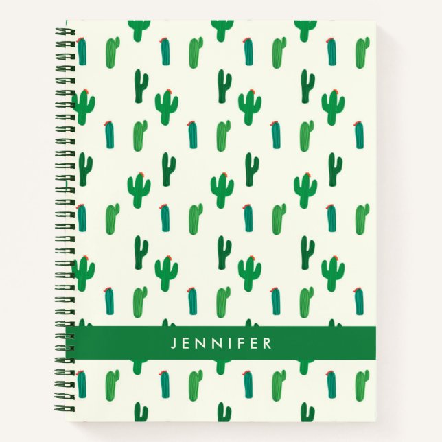 Cuaderno Agrega tu nombre | Modelo de Cactus Verde Brillant (Anverso)
