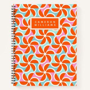 Cuaderno Agrega tu nombre   Modelo de Wedge Naranja retro