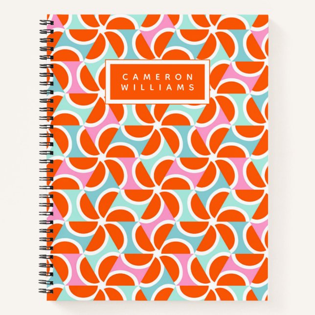 Cuaderno Agrega tu nombre | Modelo de Wedge Naranja retro (Anverso)