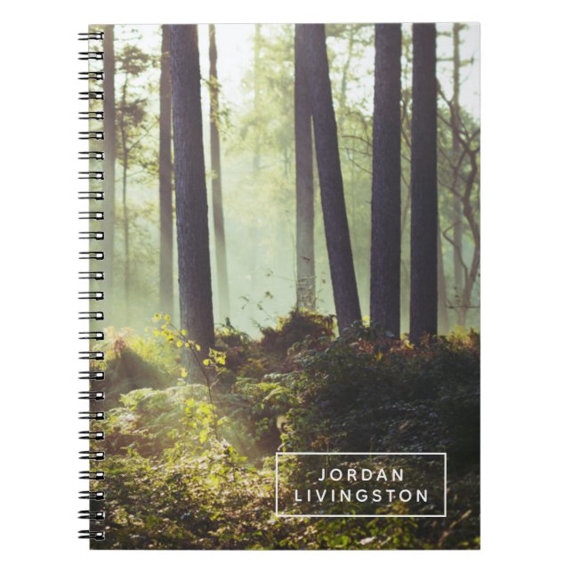 Cuaderno Agrega tu nombre | Parche de cepillo en el bosque (Frente)