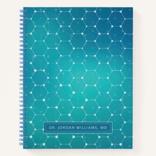 Cuaderno Agrega tu nombre   Patrón azul de ADN Verde azulad