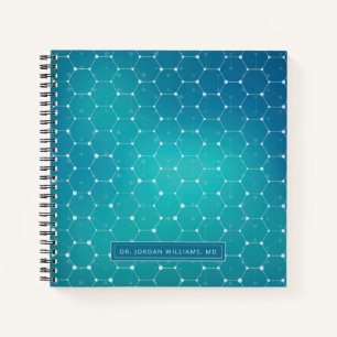 Cuaderno Agrega tu nombre   Patrón azul de ADN Verde azulad
