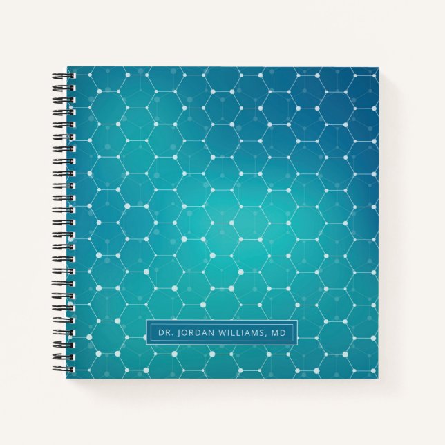 Cuaderno Agrega tu nombre | Patrón azul de ADN Verde azulad (Anverso)