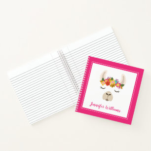 Cuaderno Agrega tu nombre   Patrón de Alpaca y Flores