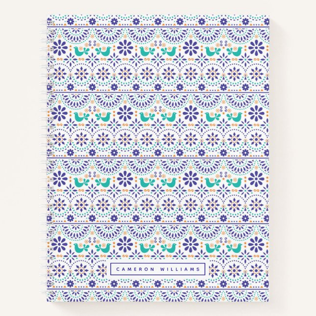 Cuaderno Agrega tu nombre | Patrón de arte folclórico mexic (Anverso)