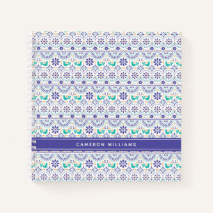 Cuaderno Agrega tu nombre Patrón de arte folclórico mexic