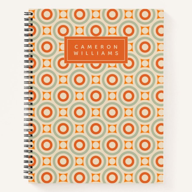 Cuaderno Agrega tu nombre | Patrón de círculo geométrico vi (Anverso)