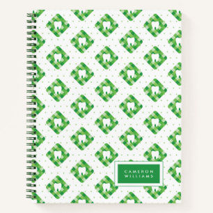 Cuaderno Agrega tu nombre   Patrón de dientes tostados verd