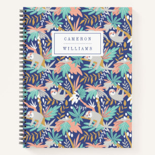 Cuaderno Agrega tu nombre   Patrón de eslora azul tropical