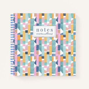 Cuaderno Agrega tu nombre   Patrón de forma de acuarela abs