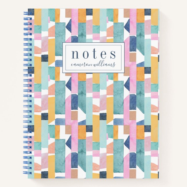 Cuaderno Agrega tu nombre | Patrón de forma de acuarela abs (Anverso)