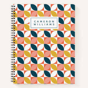 Cuaderno Agrega tu nombre   Patrón de hojas modernas de me
