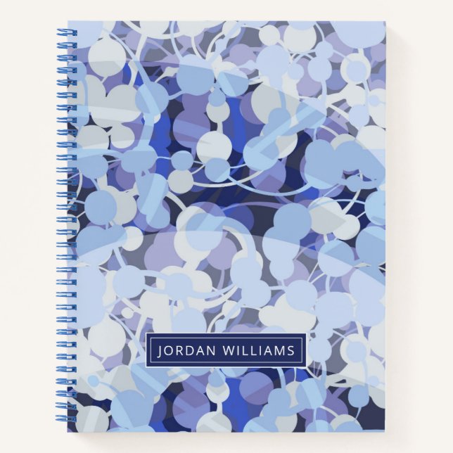 Cuaderno Agrega tu nombre | Patrón de microbio púrpura (Anverso)