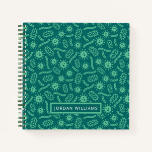 Cuaderno Agrega tu nombre Patrón de microbios verdes
