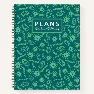 Cuaderno Agrega tu nombre Patrón de microbios verdes