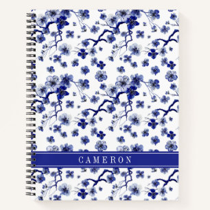 Cuaderno Agrega tu nombre Patrón de ramas de sakura orie