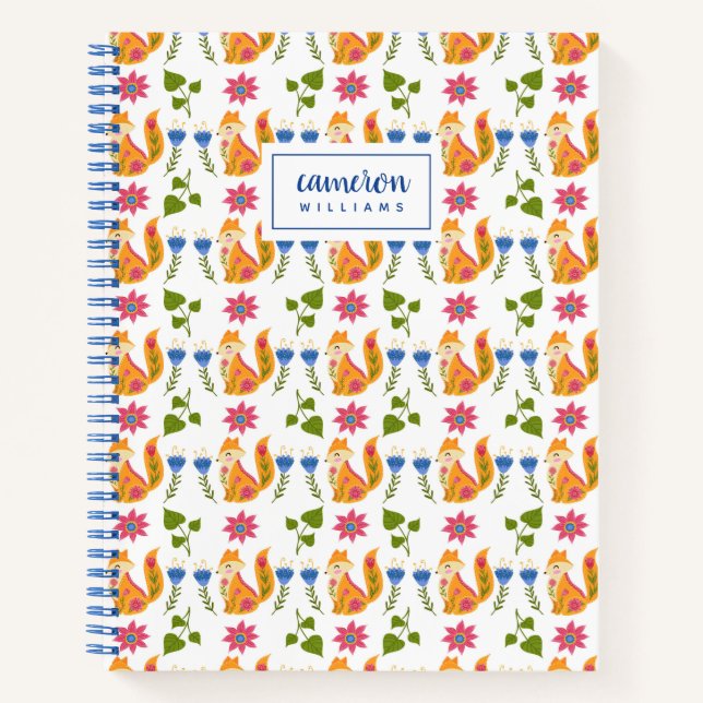 Cuaderno Agrega tu nombre | Patrón floral de Bonito Pastel  (Anverso)