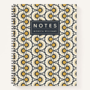 Cuaderno Agrega tu nombre   Patrón floral geométrico