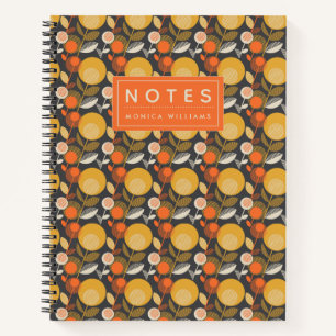 Cuaderno Agrega tu nombre   Patrón floral retro clásico