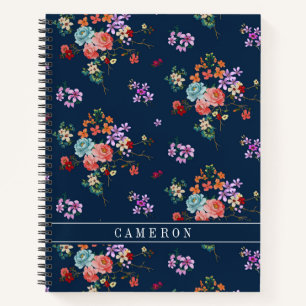 Cuaderno Agrega tu nombre Patrón floral Rose Bouquet