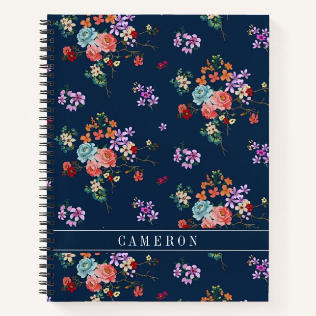 Cuaderno Agrega tu nombre | Patrón floral Rose Bouquet (Anverso)