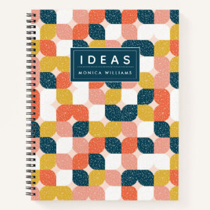 Cuaderno Agrega tu nombre   Patrón geométrico Bauhaus Ret