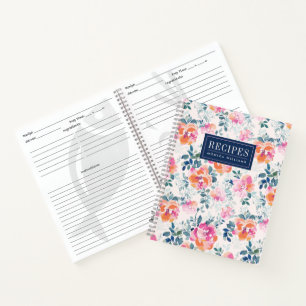 Cuaderno Agrega tu nombre   Portátil de patrón de Rosas pin