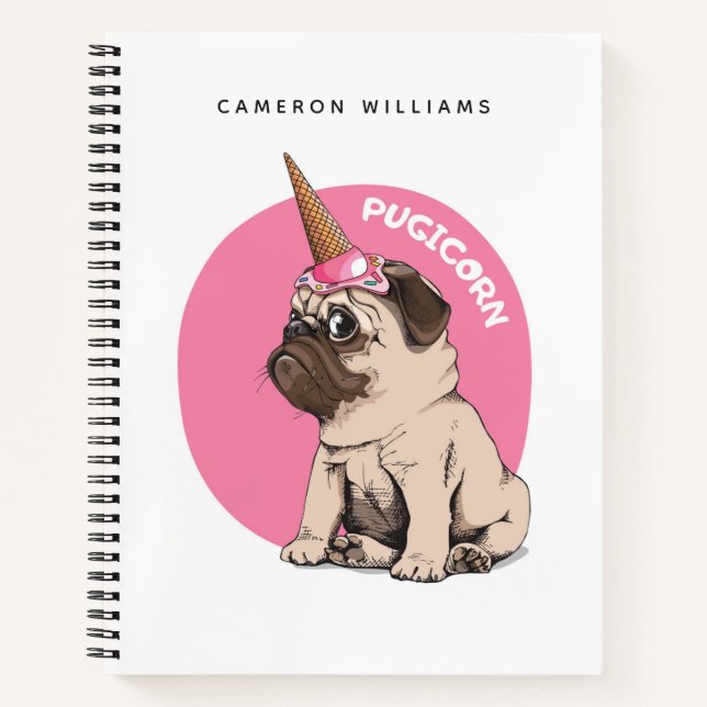 Cuaderno Agrega tu nombre | Pugicorn (Anverso)