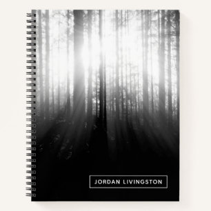 Cuaderno Agrega tu nombre   Sol brillando por árboles en la