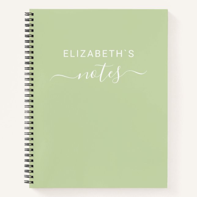 Cuaderno Agrega tu nombre | Verde simple (Anverso)