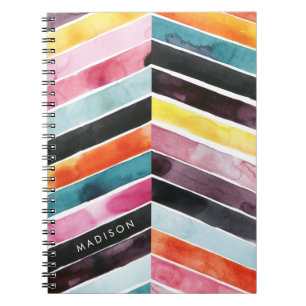 Cuaderno Agrega tu nombre   Vivid Watercolor Chevron I