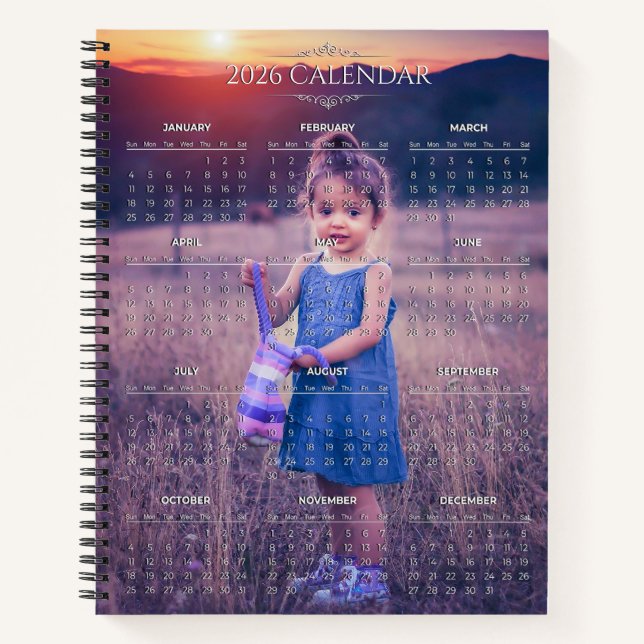 Cuaderno Agrega tu propia foto Calendario 2026 |  (Anverso)