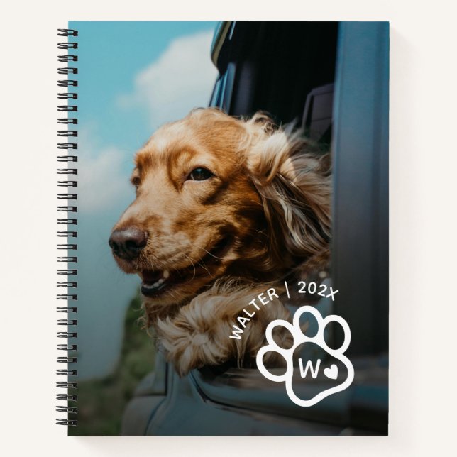 Cuaderno Agrega tu propia foto de mascotas de perro Monogra (Anverso)