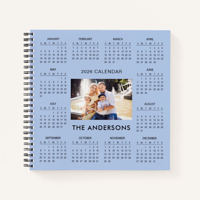 Cuaderno Agrega tu propia foto familiar Calendario 2026 |  (Anverso)