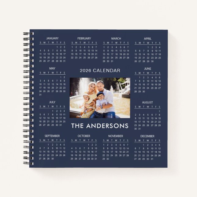 Cuaderno Agrega tu propia foto familiar Calendario 2026 |  (Anverso)