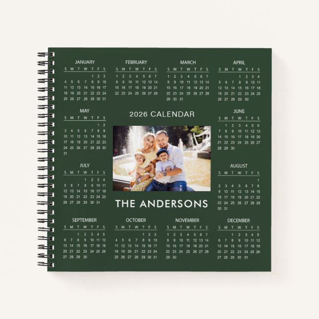 Cuaderno Agrega tu propia foto familiar Calendario 2026 |  (Anverso)
