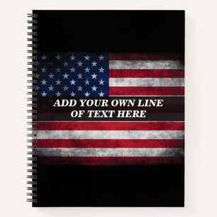Cuaderno Agrega tu texto en la bandera americana