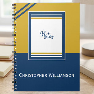 Cuaderno Agregar franjas de nombre azul y dorado