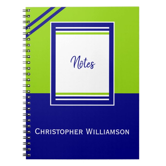 Cuaderno Agregar franjas de nombre azul y verde (Frente)