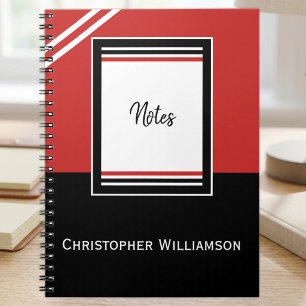 Cuaderno Agregar franjas de nombre rojas y negras