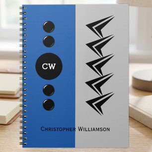 Cuaderno Agregar iniciales nombre azul y gris