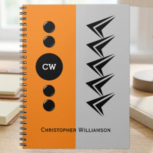 Cuaderno Agregar iniciales nombre naranja y gris