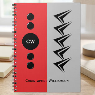 Cuaderno Agregar iniciales nombre rojo y gris
