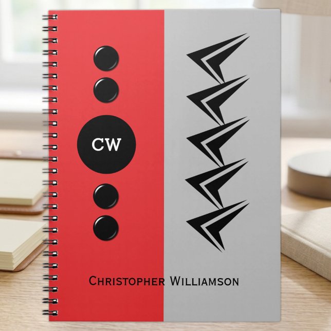 Cuaderno Agregar iniciales nombre rojo y gris (Subido por el creador)