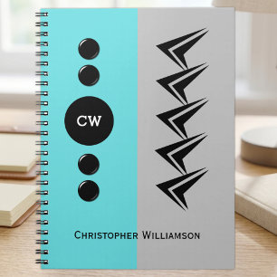 Cuaderno Agregar iniciales nombre turquesa y gris