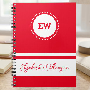 Cuaderno Agregar iniciales y nombre blanco y rojo