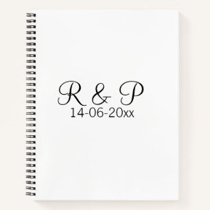 Cuaderno Agregar monograma de nombre de pareja agregar fech