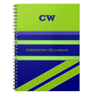 Cuaderno Agregar nombre e iniciales verde azul oficina