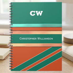 Cuaderno Agregar nombre y iniciales verde naranja oficina