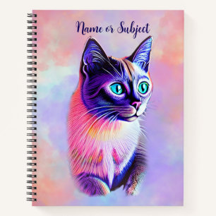 Cuaderno Agregar texto de nombre, pasteles pintados de gato